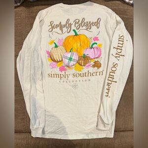 Simply Southern Cream Shirt with Brown Logo Long Sleeve